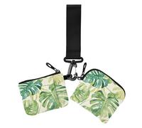 Acquerello Monstera Deliciosa Foglie Lago Verde Perla Bianco Custodie per Carte da Donna Porta Cambi Porta Biglietti da Visita di Dimensioni Compatte Porta Denaro Organizer con Cinturino da Polso per