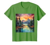 Acquerello Montagne Paesaggio Lago Maglietta