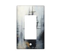 Acquerello Nautico Nave Decorativo Interruttore Della Luce Copertura Della Parete Piastra 1 Gang Singolo Rocker, Pirata Barca Oceano Frontalino Elettrico per Cucina Bagno, Scenico Cool Switchcover