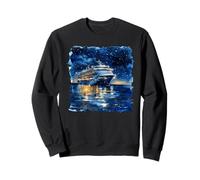 Acquerello Nave da Crociera Notte Cielo Oceano Viaggio Felpa
