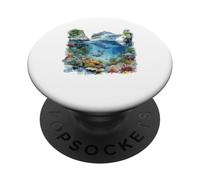 Acquerello nave da crociera subacquea scena barriera corallina PopSockets PopGrip Adesivo