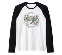 Acquerello Ocean Tartaruga Vivere nel Momento Floreale Maglia con Maniche Raglan