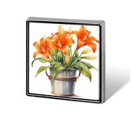 Acquerello Orange Lily in A Pot Unisex Spille & Pins Quadrato Leggero Risvolto Distintivo Gioielli per Abbigliamento Scialle Cappello