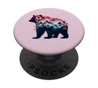Acquerello Orso con Montagna Floreale Silhouette Regali PopSockets PopGrip Adesivo