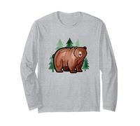 Acquerello Orso Foresta Campeggio Natura Grafica Estetica Maglia a Manica