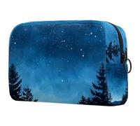 Acquerello Paesaggio marino con un faro piccola borsa per il trucco per le donne borsa cosmetica con cerniera accessori di bellezza borsa organizer, Multicolore 04, 18.5x7.5x13cm/7.3x3x5.1in