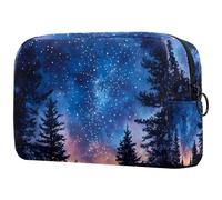 Acquerello Paesaggio marino con un faro piccola borsa per il trucco per le donne borsa cosmetica con cerniera accessori di bellezza borsa organizer, Multicolore 07, 18.5x7.5x13cm/7.3x3x5.1in