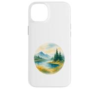 Acquerello Paesaggio Montagna Tranquillo Lago & Alberi Design Custodia per iPhone 14 Plus