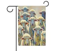 Acquerello pecore giardino bandiera casa prato segno di benvenuto banner doppio lato piccole bandiere personalizzate per piscina, cortile, decorazione da parete per la casa, 32 x 47 cm