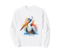 Acquerello Pellicano Ritratto Colore Costiera Bird Splash Felpa