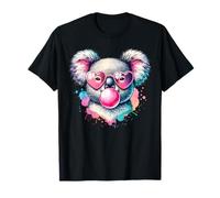 Acquerello Retro Koala che soffia Bubble Gum con occhiali da sole Maglietta