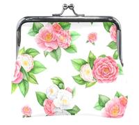 Acquerello Rosa Bianco Camelia Fiori Delle Donne Portamonete & Sacchetti Bacio Blocco Fibbia Carta Cambiamento Borsa per la Moneta, Acquerello Rosa Bianco Camelia Fiori, classico