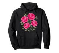 Acquerello Rosa Magenta Peonia Bouquet Floreale Forme Mania Felpa con Cappuccio