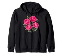 Acquerello Rosa Magenta Peonia Bouquet Floreale Forme Mania Felpa con Cappuccio