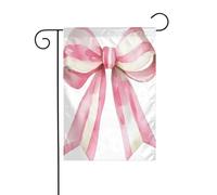 Acquerello Rosa Strisce Bianche Nastro Fiocco Giardino Bandiera 30x45cm Verticale Doppio Lato Fattoria Vacanze Decorazioni Esterne Bandiera Cortile