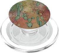 Acquerello Rosa & Verde Cactus Con Fiori PopSockets PopGrip per MagSafe