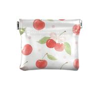 Acquerello Rosso Cherry Bow Moda Donna Piccola Cuoio Cambiamento Della Borsa Carino Contanti Borsa Della Moneta per le Donne monedero para monedas