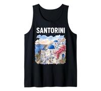 Acquerello Santorini Grecia Isola Viaggio Greco Souvenir Canotta