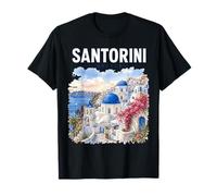 Acquerello Santorini Grecia Isola Viaggio Greco Souvenir Maglietta