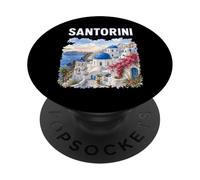 Acquerello Santorini Grecia Isola Viaggio Greco Souvenir PopSockets PopGrip Adesivo