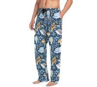 Acquerello sotto il mare senza cuciture modello pigiama pantaloni da uomo, pantaloni da salotto da uomo, pantaloni pigiama rilassati con coulisse per dormire con tasche, Multicolore, XXL