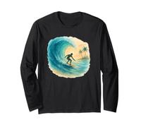 Acquerello Surf Scena Surfer Equitazione Wave & Coastal Vibes Maglia a Manica