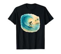 Acquerello Surf Scena Surfer Equitazione Wave & Coastal Vibes Maglietta