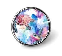 Acquerello Tartarughe Marine Colorato Rotondo Smalto Spille Zaino Distintivo Gioielli Giacche Estetiche Cappelli Decor Art