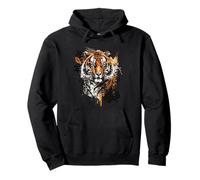 Acquerello Tigre, Tigre con Vernice Splatter Sfondo Felpa con Cappuccio