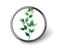 Acquerello Un singolo gambo verde con foglie spilla rotonda per uomo donna moda distintivo collare pin vestito giacca zaino accessori