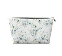 Acquerello verde foglia floreale eucalipto foglie rotonde succulente, Borsa da toilette Borsa per trucco Borsa per cosmetici Borsa da toilette da viaggio portatile