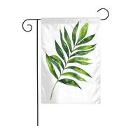 Acquerello Verde Pianta Palma Foglia Giardino Bandiera 30x45cm Verticale Doppio Lato Fattoria Vacanze Decorazioni Esterne Bandiera Cort