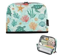 Acquerello Verde Tartarughe Marine Conchiglie Borse di Matita di Stoccaggio Astuccio Cerniera Grande Teen Ragazze Penna Pouch Ragazzo Personalizzato Ritorno a Scuola Adulti Forniture per ufficio