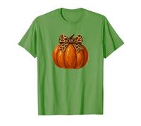 Acquerello Zucca Arte con Stampa Leopardata Fiocco Stagione Autun Maglietta