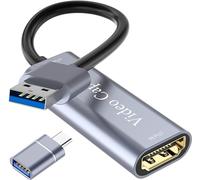 Acquisizione video HDMI a USB 3.0, 4K/1080P HD, compatibile con Windows/Mac OS/Linux, adattatore per streaming live, giochi e videoconferenze, argento