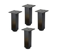 ACRaBoss Gambe per Mobili, Gambe Quadrate in Metper Armadi, 4 Gambe per Mobili Fai da Te, Gambe per Tavolo in Metallo, Piedini per Mobili Moderni Neri per Guardaroba, Comodino con Viti, Piedini Regola