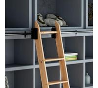ACRaBoss Kit Binario per Porta Scorrevole da Fienile, Kit Ferramenta per Scaletta per Libreria con Tubo Tondo Nero da 3,3-24 Piedi con Ruote a Rulli per Pavimento, Facile Installazione/10Ft/300Cm Trac