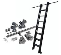 ACRaBoss Kit Di Ferramenta per Scala a Rotelle per Biblioteca, Kit Di Binari per Scala Scorrevole, con Rotelle per Pavimento, Adatto per Biblioteca, Soppalco, Casa, Interni/20Ft/600Cm Track Kit