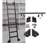 ACRaBoss Kit Di Ferramenta per Scala Mobile da 3,3-24 Piedi, Kit per Scala Scorrevole per Biblioteca, Binario per Scala Mobile a Tubo Tondo con Ruote a Rulli per Pavimento/20Ft/610Cm Track Kit
