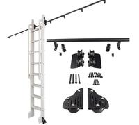 ACRaBoss Kit Di Ferramenta per Scala Mobile per Biblioteca, Binario Scorrevole Regolabile, Include Rulli da Pavimento con Freno per Uso Domestico e in Ufficio (Senza Scala)/13Ft/400Cm Track Kit