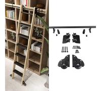 ACRaBoss Kit Di Ferramenta per Scale Mobili da Biblioteca da 100-732 Cm, Binari per Scale Mobili in Tubo Tondo D'Acciaio con Ruote a Rulli da Pavimento per Ufficio Domestico, Scorrimento Fluido e Dure