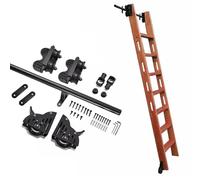 ACRaBoss Kit Di Ferramenta per Scale Mobili per Biblioteca, Binario per Scale Mobili in Tubo Tondo Metallico con Rulli per Pavimento, Binario per Scale Scorrevoli per Casa, Ufficio e Librerie/16Ft/500