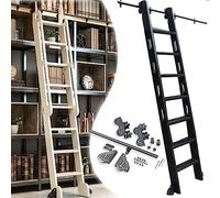 ACRaBoss Kit per Binario per Scala Mobile in Ferro Battuto per Biblioteca, Binario Di Prolunga Scorrevole, Ruote per Pavimento, Ferramenta per Binario per Scala Mobile (Scala Non Inclusa)/16Ft/500Cm T