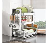 ACRaBoss Scolapiatti e Portacondimenti in Acciaio Inox a 3 Livelli, Contenitore da Cucina con Scolapiatti e Portaposate, Organizer da Cucina Salvaspazio per Una Facile Asciugatura e Organizzazione./Si