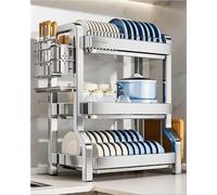 ACRaBoss Scolapiatti Espandibile in Acciaio Inox - Scolapiatti da Appoggio per Cucina, Semplice Mobiletto per Piatti, Design Salvaspazio - Perfetto per L'Organizzazidella Casa/Sier/15.7*10.2*24.8In