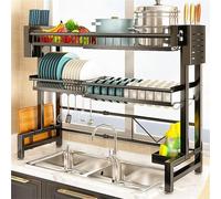 ACRaBoss Scolapiatti Multifunzionale in Acciaio Inox con Scolapiatti, Organizer Salvaspazio per Piatti e Soluzidi Stoccaggio per la Cucina, Resistente Alla Ruggine, Facile da Pulire/Black