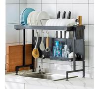 ACRaBoss Scolapiatti Sopra il Lavello, Scolapiatti Regolabile per Piccoli Spazi con Portautensili, Organizer per Lavello da Cucina da Banco/Black/S