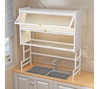 ACRaBoss Scolapiatti Xxl a 2 Ripiani con Ante, Organizer da Cucina Sopra il Lavello, Ripiano Salvaspazio per il Piano Di Lavoro, Accessori da Cucina Essenziali, Design Resistente Ed Elegante/S