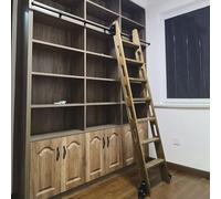 ACRaBoss Set Completo Di Ferramenta per Scale Mobili per Biblioteca, Binario per Scale Mobili con Tubo Tondo e Ruote Scorrevoli per Pavimenti per Casa e Ufficio/19.7Ft/600Cm Track Kit