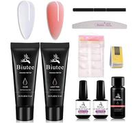 Acrigel per Unghie Kit Completo, Artine per Ricostruzione Unghie, 100 * Tip in Gel, 10 * Cartine per Ricostruzione Unghie, Trasparente e Rosa 30g,con 30ml Soluzione Scivolare 15ml Base e TopCoat